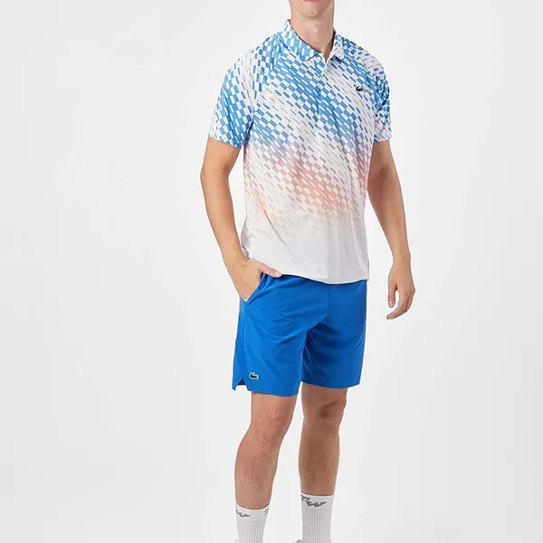 Quần Short Nam Lacoste GH5219 KXB Tennis x Novak Djokovic Taffeta Màu Xanh Blue Size S