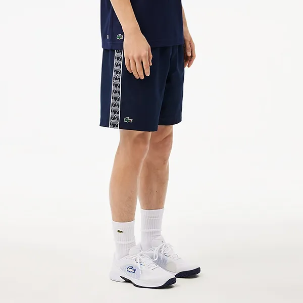 Quần Short Nam Lacoste Monogram Band Tennis Shorts GH2575-166 Màu Xanh Navy Size 3