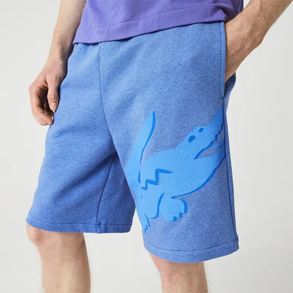 Quần Short Nam Lacoste Oversized Crocodile Print Organic Cotton GH2636 HG3 Màu Xanh Dương Size 2