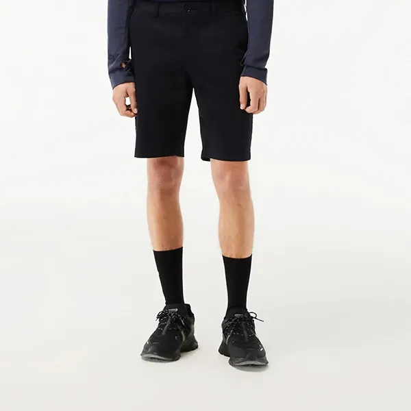 Quần Short Nam Lacoste Slim Fit Stretch Cotton Bermuda FH2647-031 Black Màu Đen Size 32