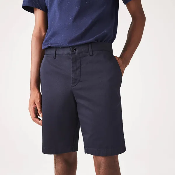 Quần Short Nam Lacoste Slim Fit Stretch Cotton Bermuda FH2647-HDE Màu Xanh Navy Size 32