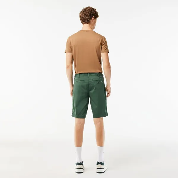 Quần Short Nam Lacoste Slim Fit Stretch Cotton Bermuda FH2647- SMI Màu Xanh Green Size 33