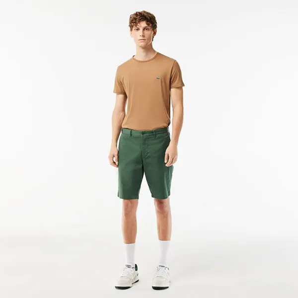 Quần Short Nam Lacoste Slim Fit Stretch Cotton Bermuda FH2647- SMI Màu Xanh Green Size 33