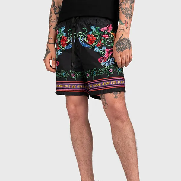 Quần Short Nam Versace Jeans Couture Garden Placed Beach 74GADD17-CQS55 Floral Print Màu Đen Họa Tiết Size 44 - Thời trang - Vua Hàng Hiệu