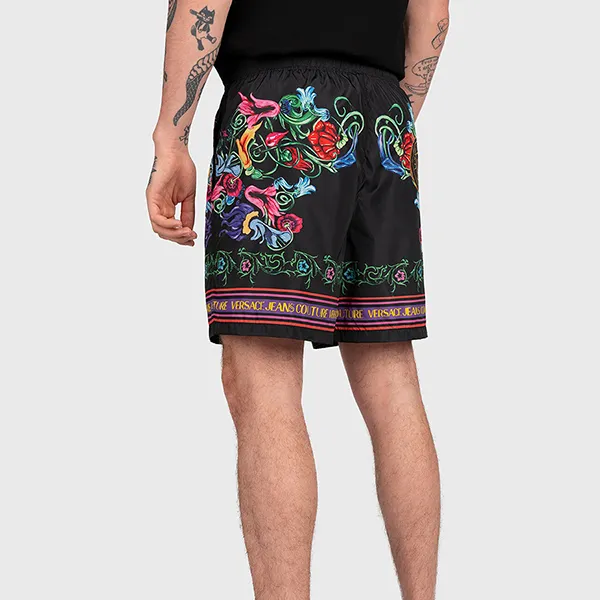 Quần Short Nam Versace Jeans Couture Garden Placed Beach 74GADD17-CQS55 Floral Print Màu Đen Họa Tiết Size 44 - Thời trang - Vua Hàng Hiệu