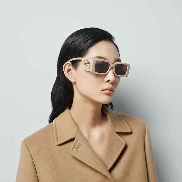 Rectangular-Frame Sunglasses 733369 J1691 9212 Màu Be - Kính mắt - Vua Hàng Hiệu