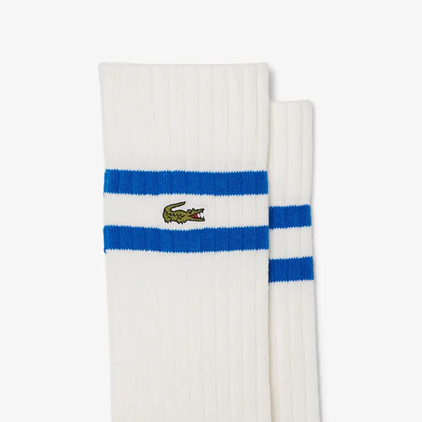 Set 2 Tất Lacoste Unisex Ribbed Cotton Socks RA6842 51 NYV Màu Trắng Size 39-42