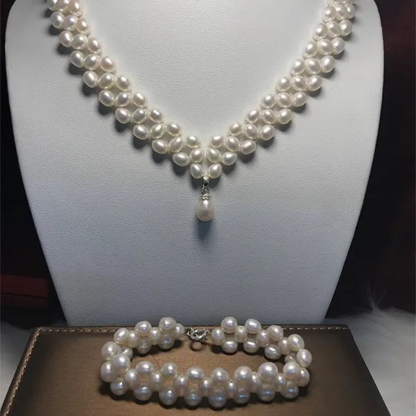 Set Dây Chuyền + Vòng Đeo Tay Nữ Minh Hà Pearl Jewelry Ngọc Trai Màu Trắng