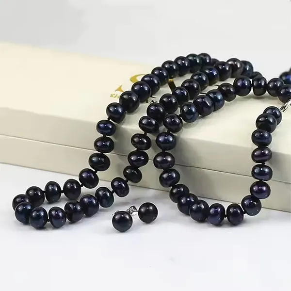 Set Dây Chuyền, Vòng Tay, Khuyên Tai Nữ Kya Jewel Starless Night Pearl JS5 Màu Đen