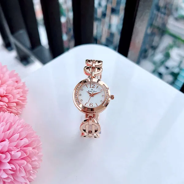 Set Đồng Hồ Và Vòng Đeo Tay Nữ Mathey-Tissot Fleury 1496 White Dial D2581PI Màu Vàng Hồng