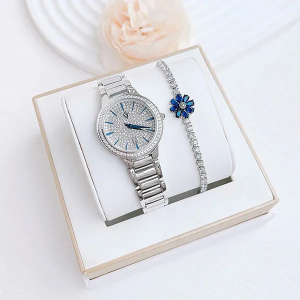 Set Đồng Hồ + Vòng Đeo Tay Nữ Christian Van Sant Alessia Silver Dial Watch – CV0291A Màu Bạc