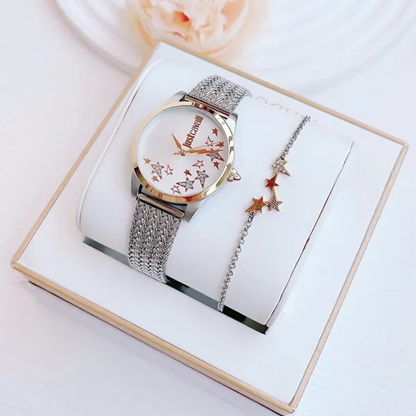 Set Đồng Hồ + Vòng Đeo Tay Nữ Just Cavalli Quatz JC1L042M0105 Màu Bạc - Đồng hồ - Vua Hàng Hiệu