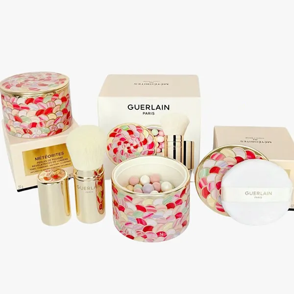 Set Phấn Phủ Ngọc Trai Guerlain Meteorites Duo 02 Cool/Rose + Cọ Trang Điểm