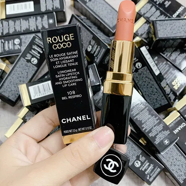Son Chanel Rouge Coco Longwear Satin Lipstick 108 Bel Respro Màu Cam Nude