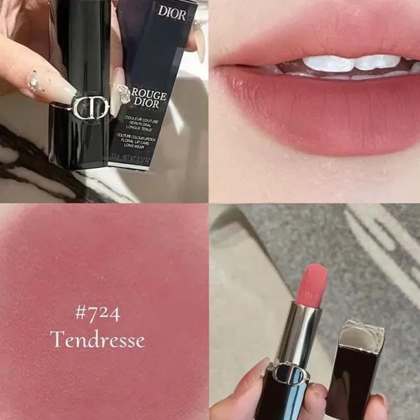 Son Dior Rouge Couture Velvet 724 Tendresse Màu Đỏ Hồng Nâu