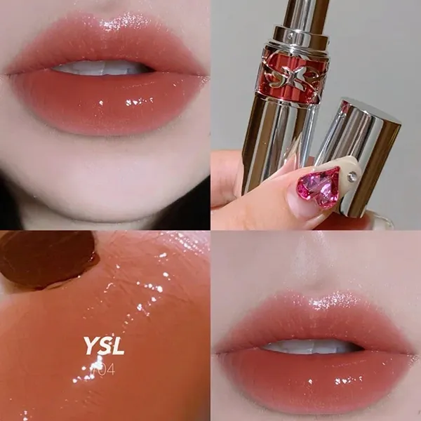 Son Dưỡng Yves Saint Laurent YSL Rouge Volupte Candy Glaze 04 Nude Pleasure Màu Cam Đất - Son Môi - Vua Hàng Hiệu