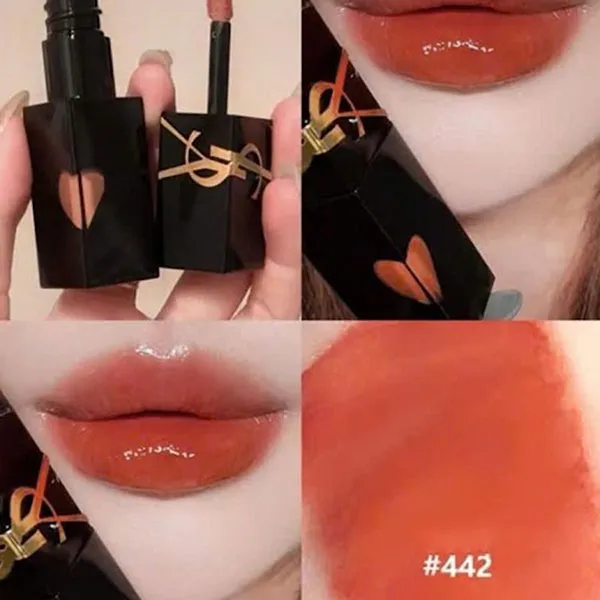 Son Kem YSL The Inks Vinyl Cream 442 Cappucino Kiss Màu Cam Đất - Son Môi - Vua Hàng Hiệu
