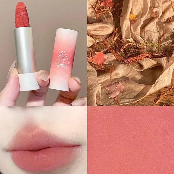 Son Lì 3CE Cashmere Hug Lipstick 06 Buddy Màu Cam Đất 3.5g