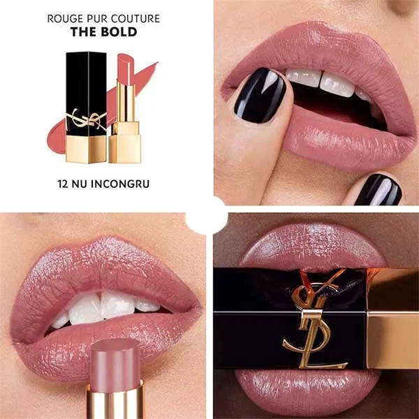 Son Lì Yves Saint Laurent YSL Rouge Pur Couture The Bold 12 Nu Incongru Màu Hồng Khô