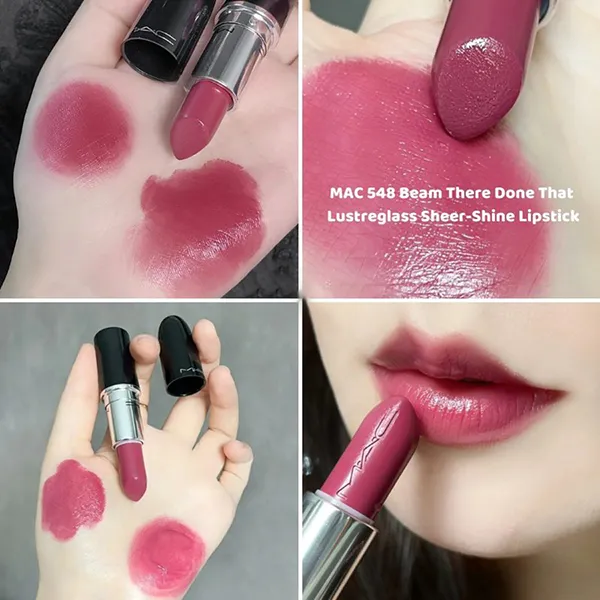 Son MAC 548 Beam There Done That Lustreglass Sheer Shine Lipstick Màu Hồng Mận - Son Môi - Vua Hàng Hiệu