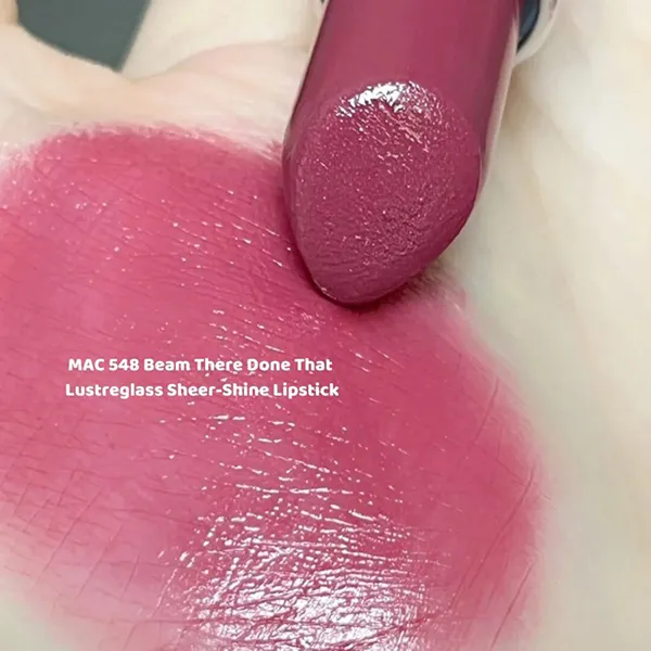 Son MAC 548 Beam There Done That Lustreglass Sheer Shine Lipstick Màu Hồng Mận - Son Môi - Vua Hàng Hiệu