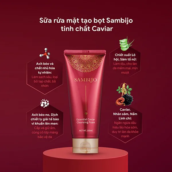 Sữa Rửa Mặt Tạo Bọt Sambijo Dưỡng Ẩm Tinh Chất Caviar 150ml