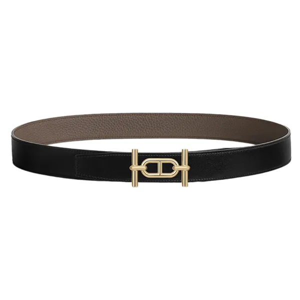 Thắt Lưng Unisex Hermès Ancre Belt Buckle & Reversible Leather Strap 32mm Màu Đen Xám Size 95