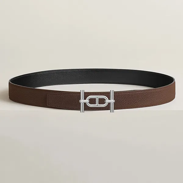 Thắt Lưng Unisex Hermès Ancre Belt Buckle & Reversible Leather Strap 32mm Màu Đen - Nâu Cafe Size 85