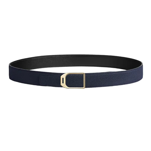 Thắt Lưng Hermès Jockey Belt Buckle & Reversible Leather Strap 32mm Màu Xanh - Đen Size 90