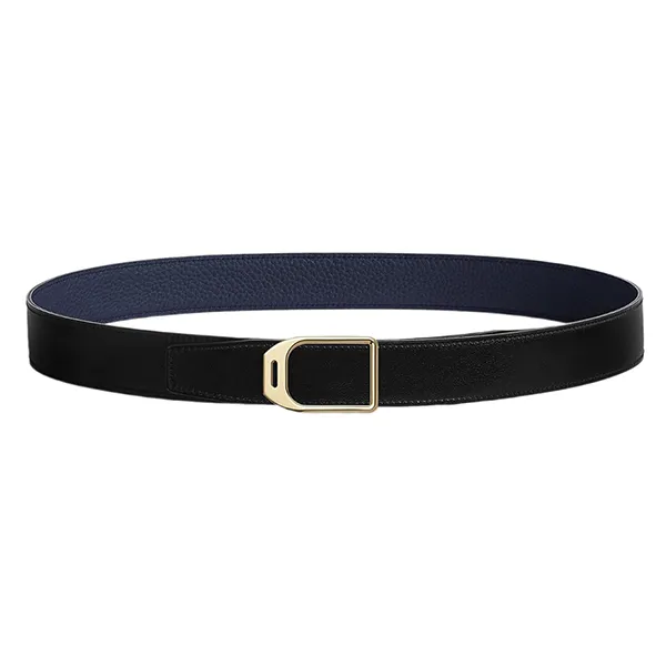 Thắt Lưng Hermès Jockey Belt Buckle & Reversible Leather Strap 32mm Màu Xanh - Đen Size 90