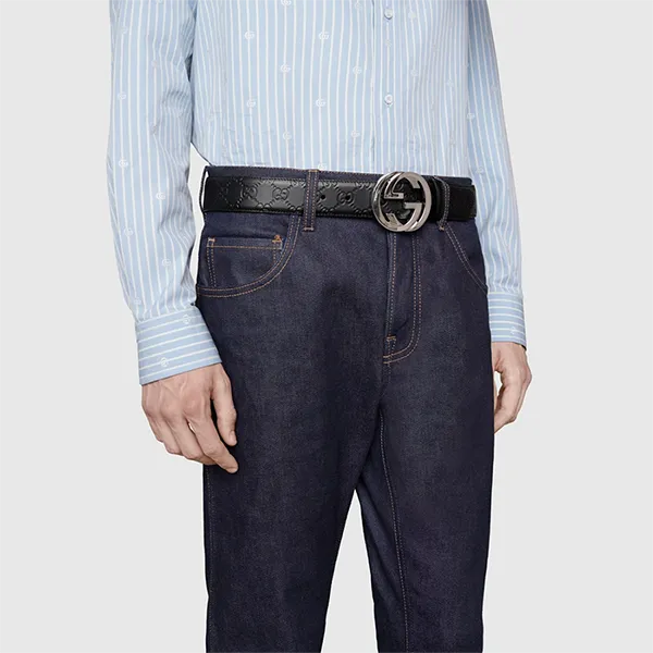 Thắt Lưng Nam Gucci Signature Leather Belt ‘Black’ 411924-CWC1N-1000 Màu Đen Size 85 - Thắt lưng - Vua Hàng Hiệu