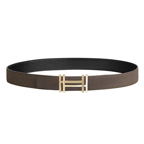 Thắt Lưng Nam Hermès H Au Carre Gold Belt Buckle & Reversible Leather Strap 32mm Noir/Étain Màu Đen/Xám Size 95