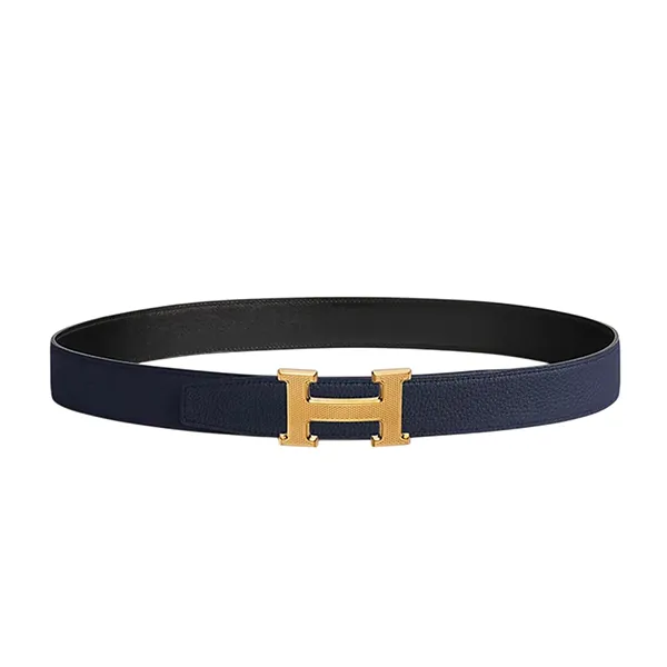 Thắt Lưng Nam Hermès H Guillochee Belt Buckle & Reversible Leather Strap 32mm Noir/Bleu Nuit Hai Mặt Màu Đen/Xanh Size 85 - Thắt lưng - Vua Hàng Hiệu