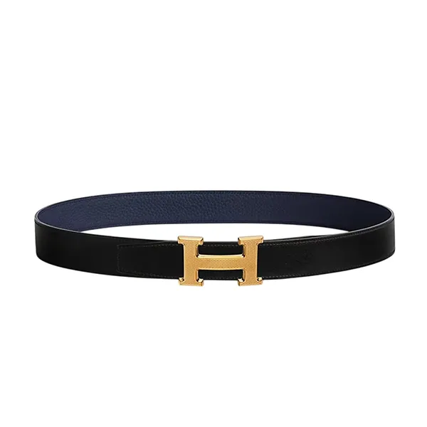Thắt Lưng Nam Hermès H Guillochee Belt Buckle & Reversible Leather Strap 32mm Noir/Bleu Nuit Hai Mặt Màu Đen/Xanh Size 85 - Thắt lưng - Vua Hàng Hiệu