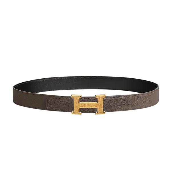 Thắt Lưng Nam Hermès H Guillochee Belt Buckle & Reversible Leather Strap 32mm Noir/Étain Hai Mặt Màu Đen/Xám Size 95 - Thắt lưng - Vua Hàng Hiệu