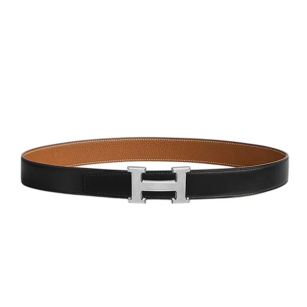 Thắt Lưng Nam Hermès H Guillochee Belt Buckle & Reversible Leather Strap 32mm Noir/Gold Hai Mặt Màu Đen/Nâu Size 85
