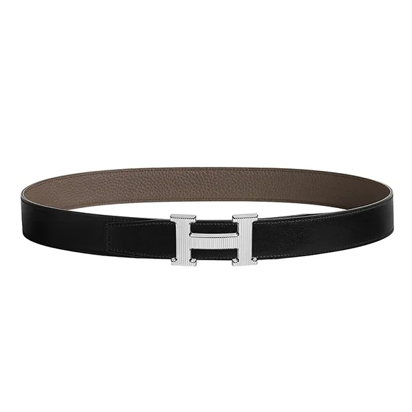 Thắt Lưng Nam Hermès H Striee Belt Buckle & Reversible Leather Strap 32mm Noir/Étain Màu Đen/Xám Size 95