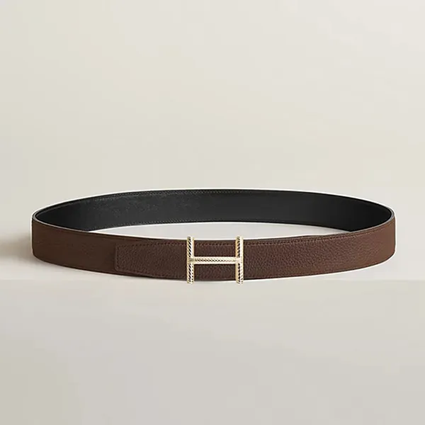 Thắt Lưng Nam Hermès Hisseo Belt Buckle & Reversible Leather Strap 32mm Hisseo Sans Coloris Màu Nâu Đen Size 85