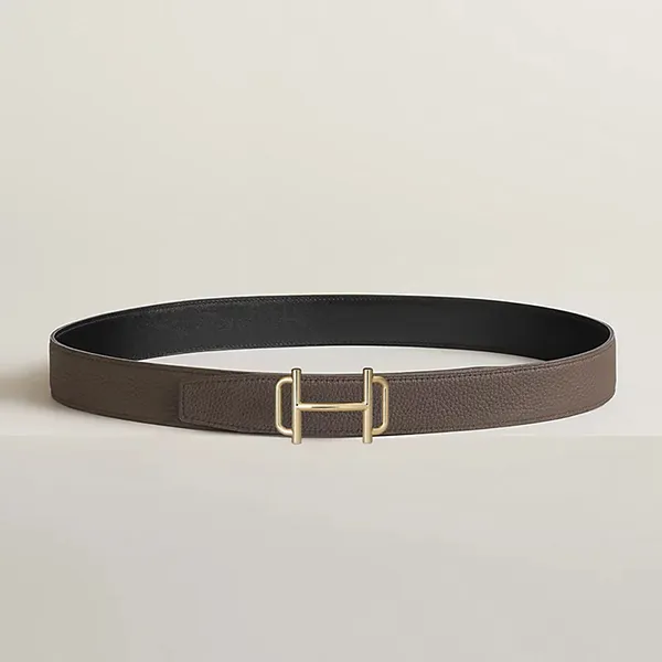 Thắt Lưng Nam Hermès Royal Belt Buckle & Reversible Leather Strap 32mm Noir / Étain Màu Nâu Đen Size 95