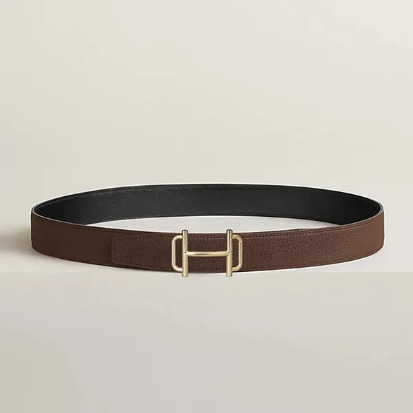 Thắt Lưng Nam Hermès Royal Belt Buckle & Reversible Leather Strap 32mm Permabrass Màu Nâu Đen Size 85