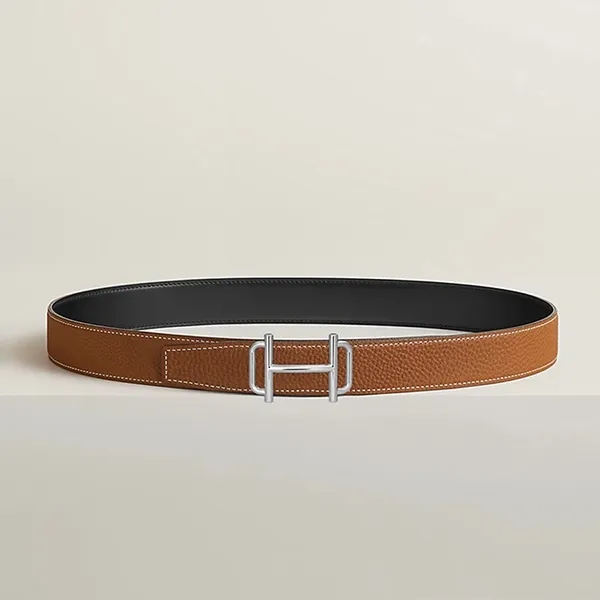 Thắt Lưng Nam Hermès Royal Belt Buckle & Reversible Leather Strap Silver Màu Nâu Đen Size 90 (Mặt Khoá Bạc)
