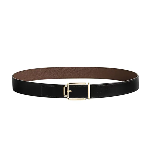 Thắt Lưng Nam Hermès Volte-Face Reversible Belt Buckle & Reversible Leather Strap 32mm Màu Nâu Đen Size 90 (Mặt Khoá Vàng)