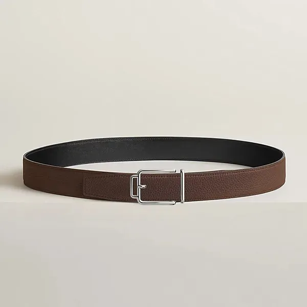 Thắt Lưng Nam Hermès Volte-Face Reversible Belt Buckle & Reversible Leather Strap 32mm Màu Nâu Đen Size 85