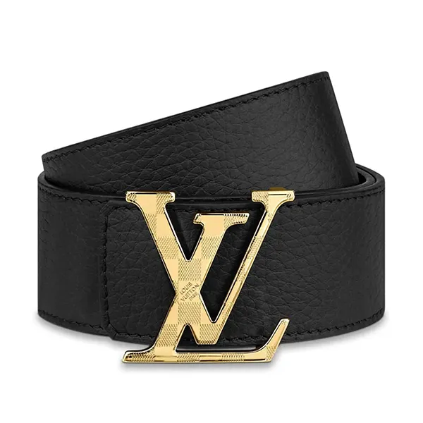 Thắt Lưng Nam Louis Vuitton LV Mặt Gold Da Mềm MO333 Belt Màu Đen Size 95