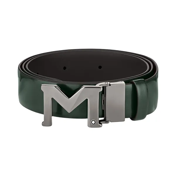 Thắt Lưng Nam Montblanc M Buckle Brushed Green/Brown 35mm Reversible Leather Belt Màu Xanh Green - Thắt lưng - Vua Hàng Hiệu