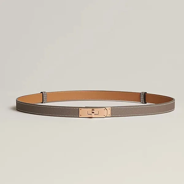 Thắt Lưng Nữ Hermès Kelly 18 Belt Étoupe H069853CD18 Màu Xám Nâu (Khóa Mạ Vàng Hồng) - Thắt lưng - Vua Hàng Hiệu