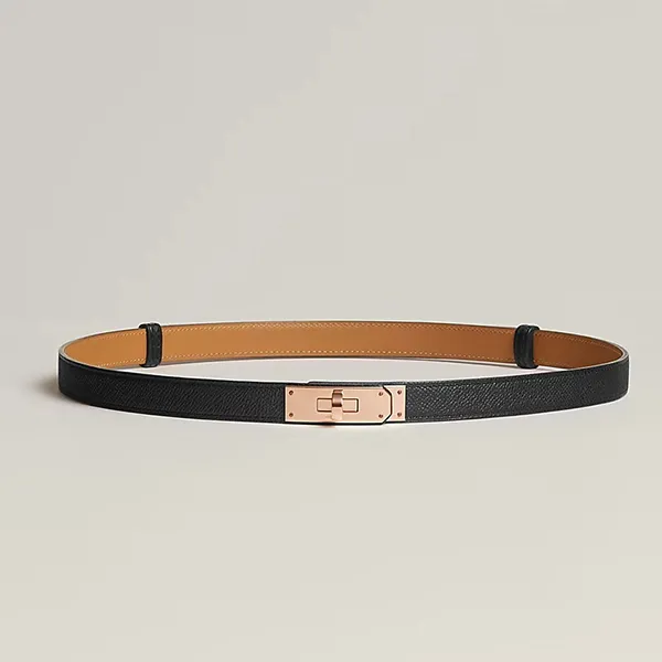Thắt Lưng Nữ Hermès Kelly 18 Belt Noir H069853CD89 Màu Đen Nâu (Khóa Mạ Vàng Hồng) - Thắt lưng - Vua Hàng Hiệu