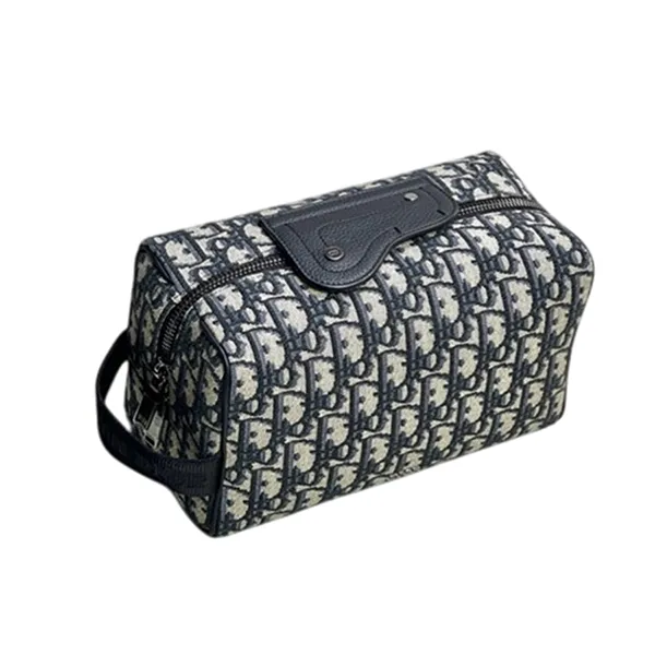 Túi Cầm Tay Dior Toiletry Lingot Monogram Canvas Clutch Màu Đen Hoạ Tiết