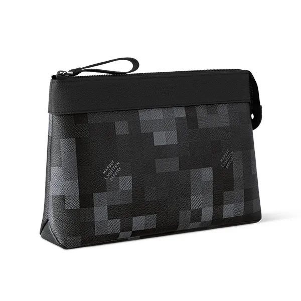 Túi Cầm Tay Louis Vuitton LV Pochette Voyage Souple M14926 Màu Đen Xám