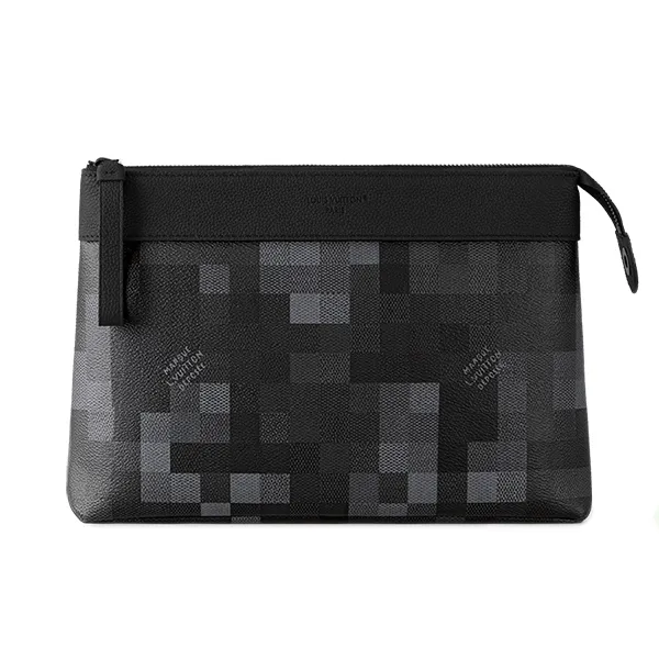 Túi Cầm Tay Louis Vuitton LV Pochette Voyage Souple M14926 Màu Đen Xám